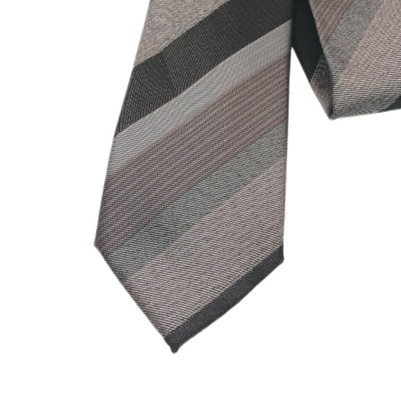 Alfani Metallic Stripe Tie Men’s 60” Gray Modern Preppy Corpcore Skinny New - Picture 1 of 3